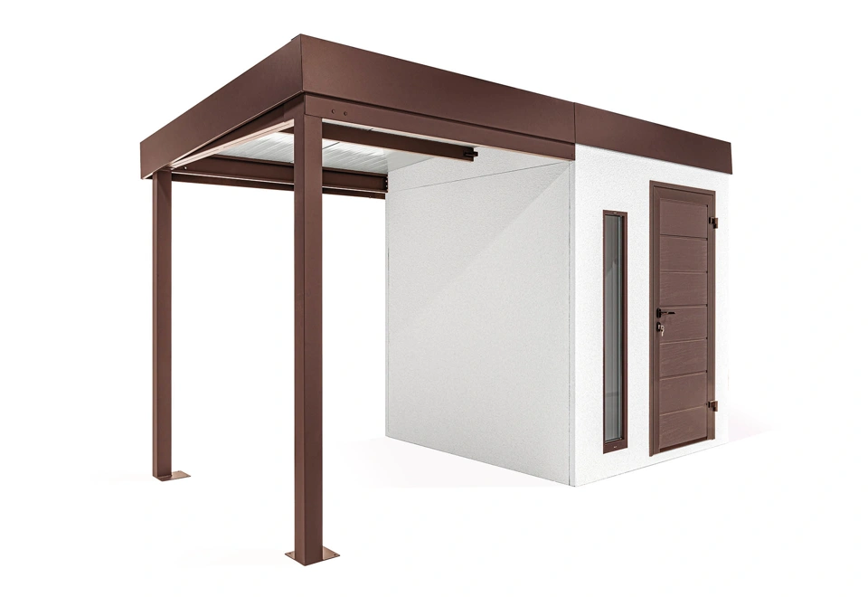 GARDEON® Zahradní domek s dveřmi Hörmann, světlíkem a přístřeškem