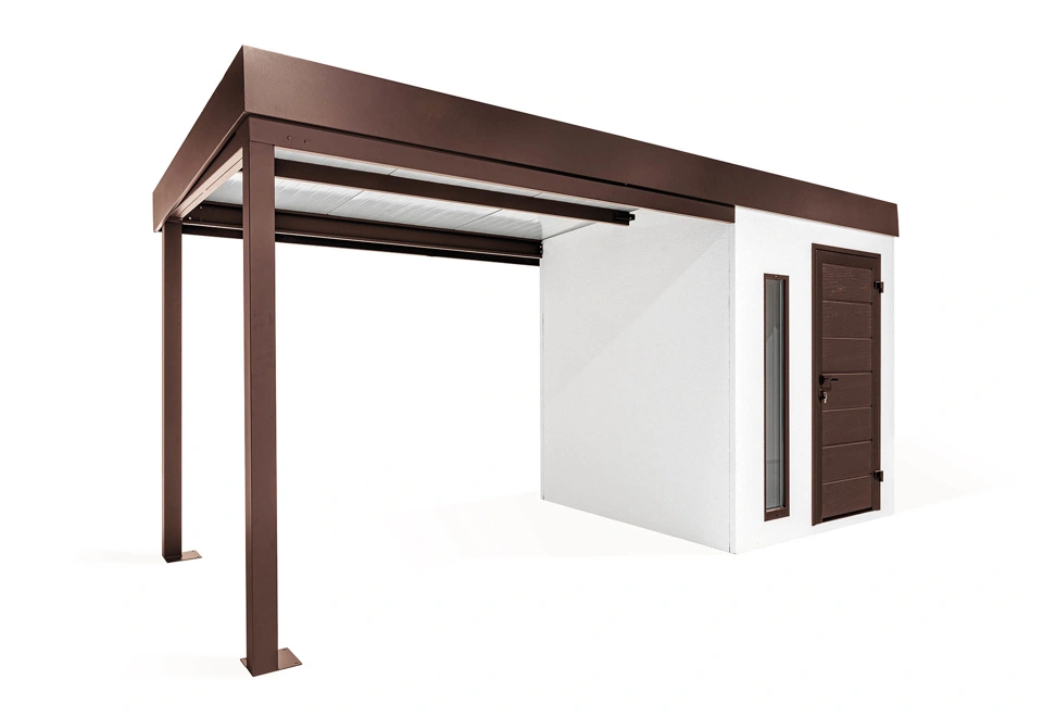 GARDEON® Zahradní domek s dveřmi Hörmann, světlíkem a přístřeškem