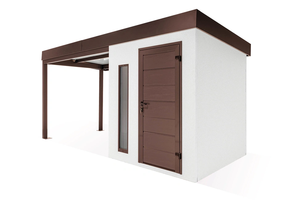 GARDEON® Zahradní domek s dveřmi Hörmann, světlíkem a přístřeškem