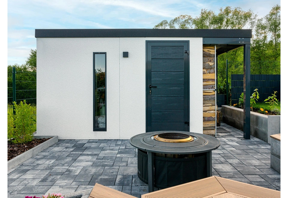 GARDEON® Zahradní domek s dveřmi Hörmann, světlíkem a přístřeškem