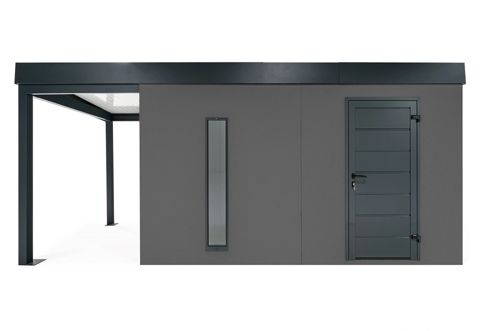 GARDEON® Zahradní domek s dveřmi Hörmann, světlíkem a přístřeškem