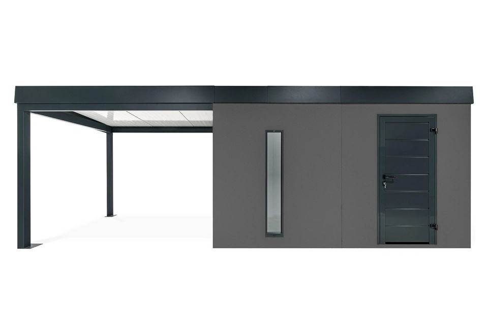 GARDEON® Zahradní domek s dveřmi Hörmann, světlíkem a přístřeškem