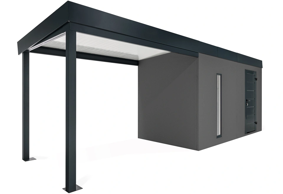 GARDEON® Zahradní domek s dveřmi Hörmann, světlíkem a přístřeškem