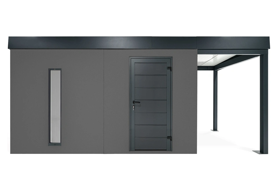 GARDEON® Zahradní domek s dveřmi Hörmann, světlíkem a přístřeškem