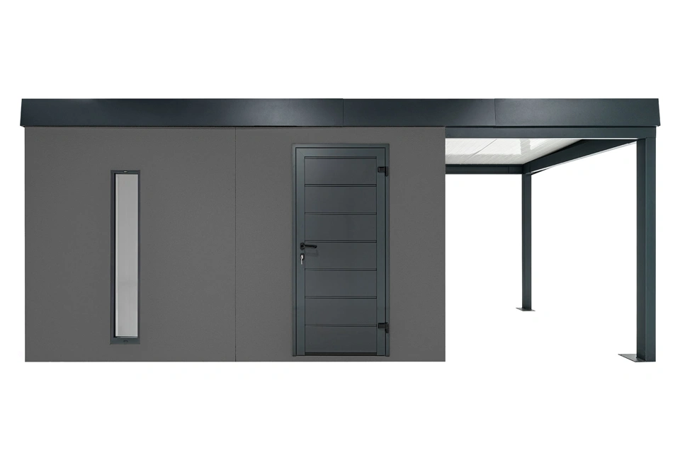 GARDEON® Zahradní domek s dveřmi Hörmann, světlíkem a přístřeškem