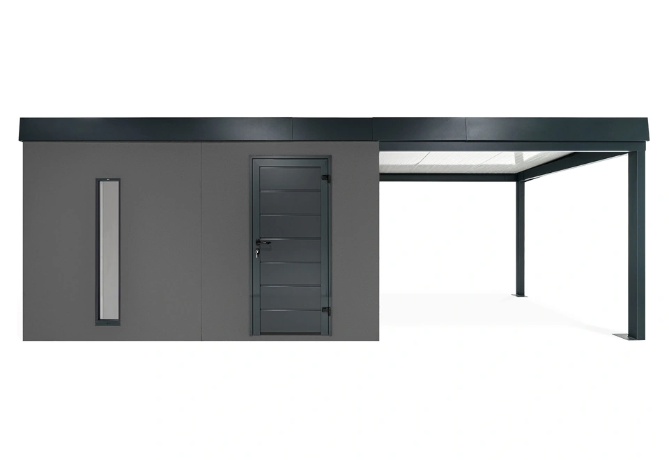 GARDEON® Zahradní domek s dveřmi Hörmann, světlíkem a přístřeškem