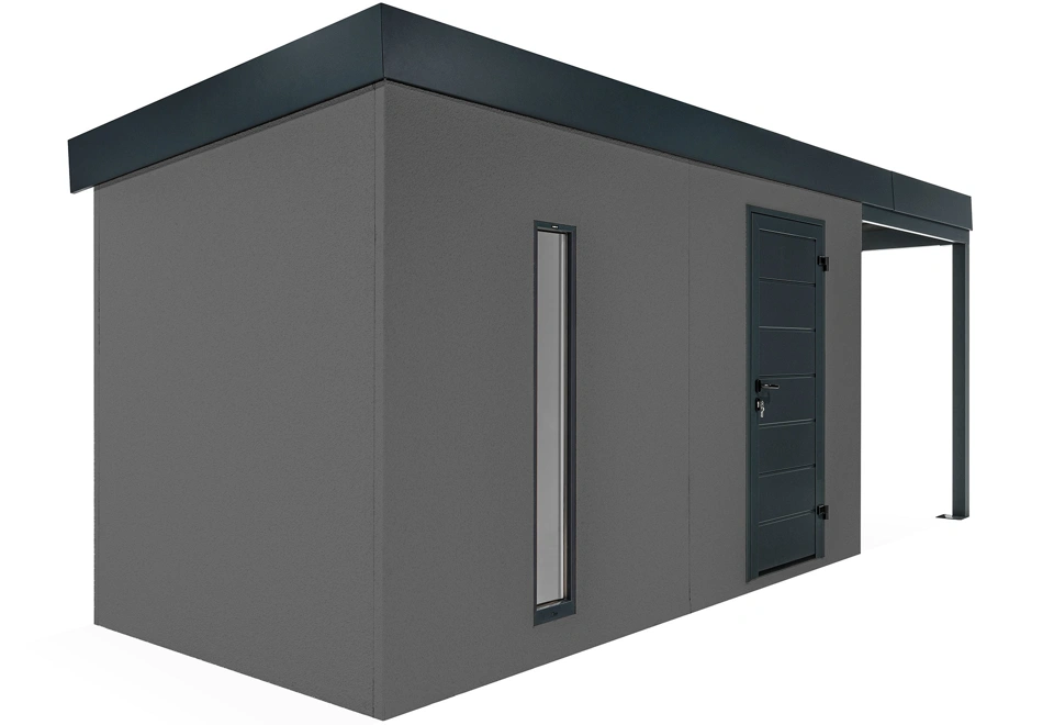 GARDEON® Zahradní domek s dveřmi Hörmann, světlíkem a přístřeškem