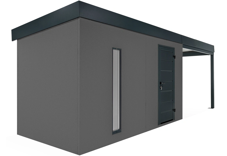 GARDEON® Zahradní domek s dveřmi Hörmann, světlíkem a přístřeškem