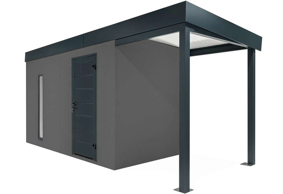 GARDEON® Zahradní domek s dveřmi Hörmann, světlíkem a přístřeškem