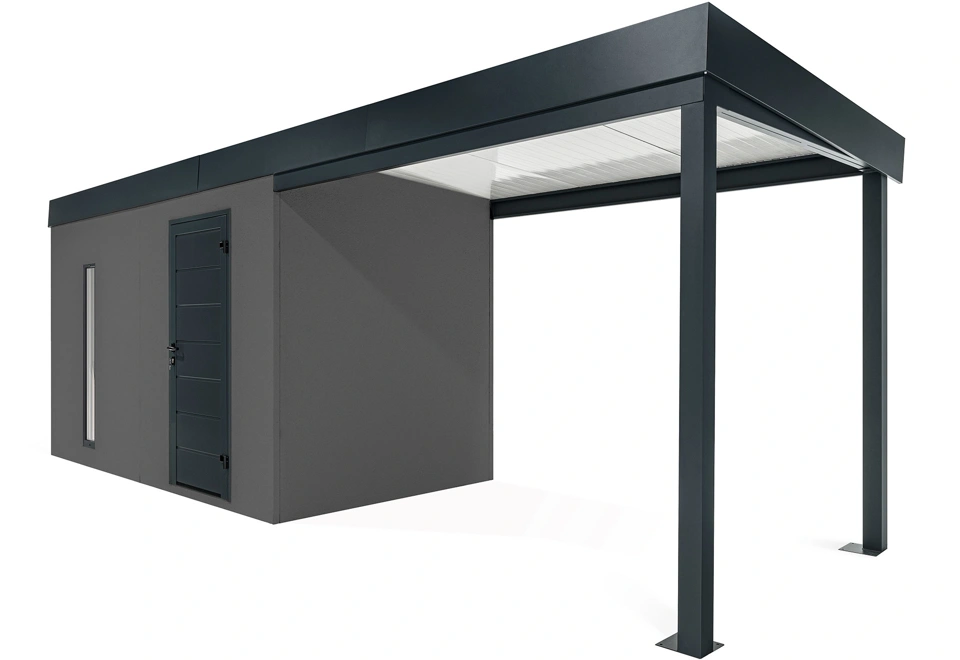 GARDEON® Zahradní domek s dveřmi Hörmann, světlíkem a přístřeškem