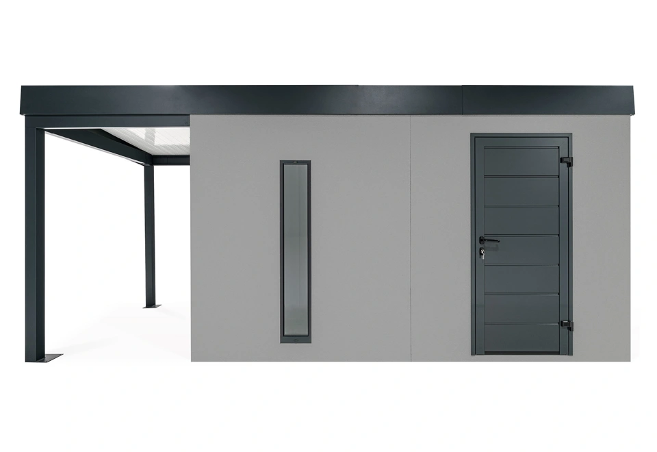 GARDEON® Zahradní domek s dveřmi Hörmann, světlíkem a přístřeškem