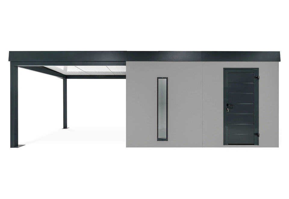 GARDEON® Zahradní domek s dveřmi Hörmann, světlíkem a přístřeškem