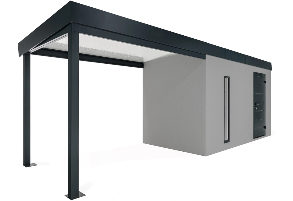 GARDEON® Zahradní domek s dveřmi Hörmann, světlíkem a přístřeškem