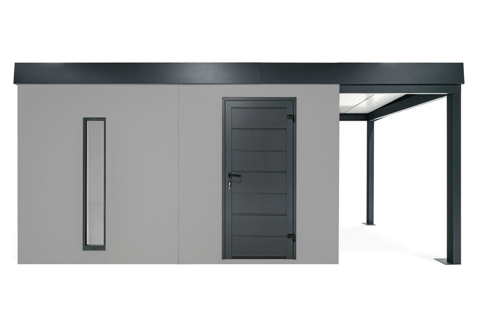 GARDEON® Zahradní domek s dveřmi Hörmann, světlíkem a přístřeškem