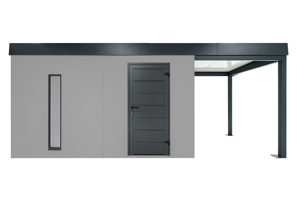 GARDEON® Zahradní domek s dveřmi Hörmann, světlíkem a přístřeškem