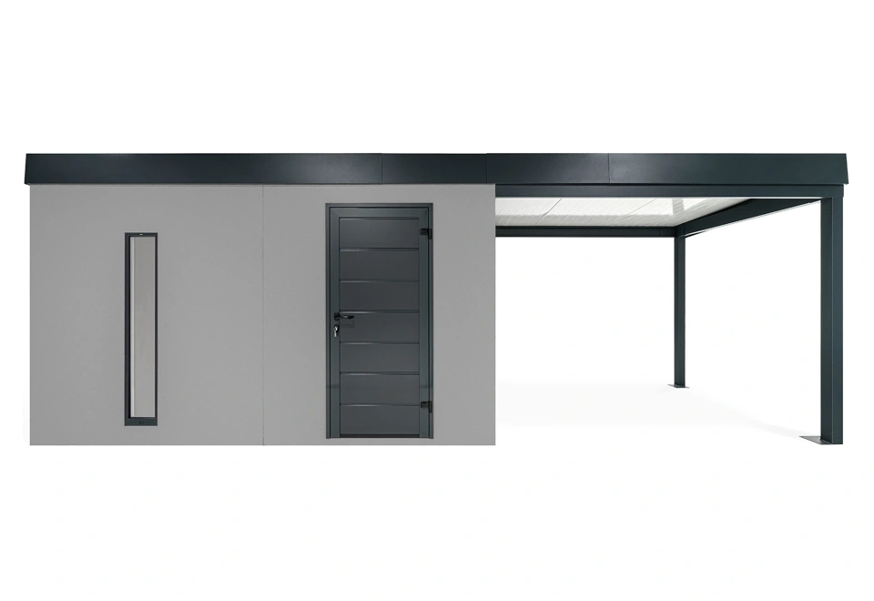 GARDEON® Zahradní domek s dveřmi Hörmann, světlíkem a přístřeškem