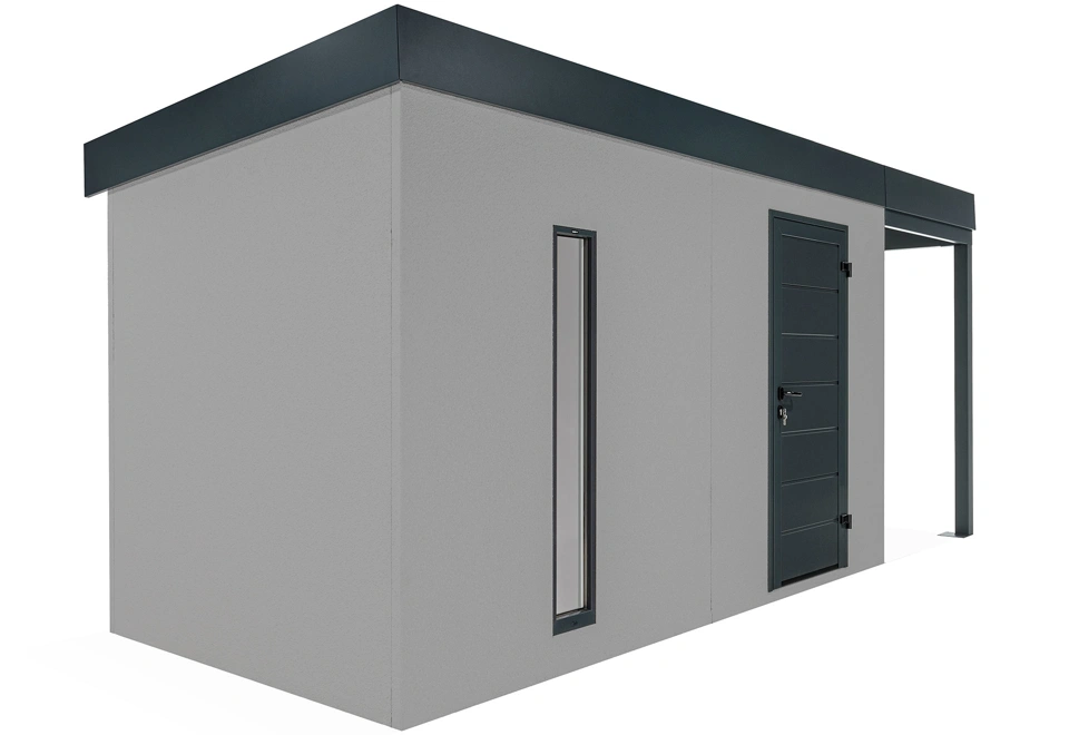 GARDEON® Zahradní domek s dveřmi Hörmann, světlíkem a přístřeškem