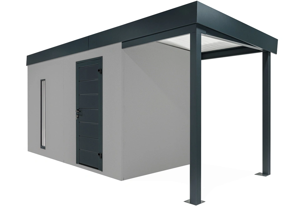 GARDEON® Zahradní domek s dveřmi Hörmann, světlíkem a přístřeškem