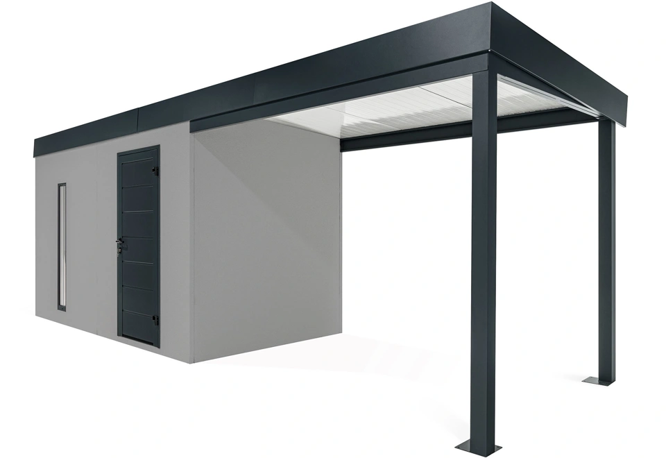 GARDEON® Zahradní domek s dveřmi Hörmann, světlíkem a přístřeškem