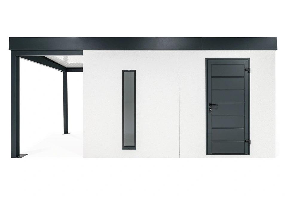 GARDEON® Zahradní domek s dveřmi Hörmann, světlíkem a přístřeškem