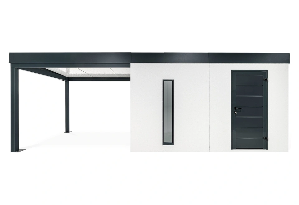 GARDEON® Zahradní domek s dveřmi Hörmann, světlíkem a přístřeškem