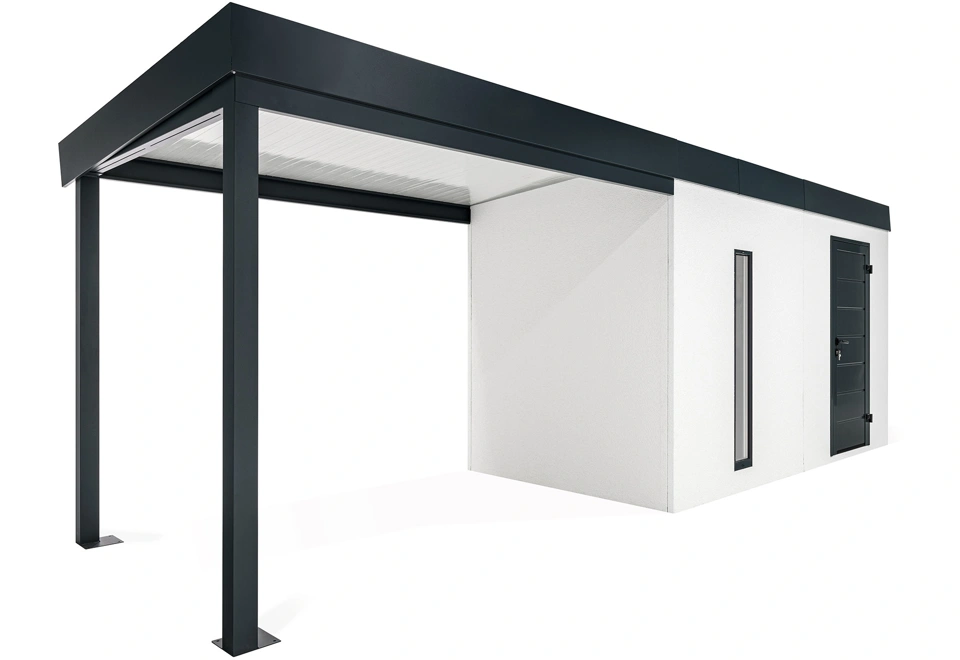 GARDEON® Zahradní domek s dveřmi Hörmann, světlíkem a přístřeškem