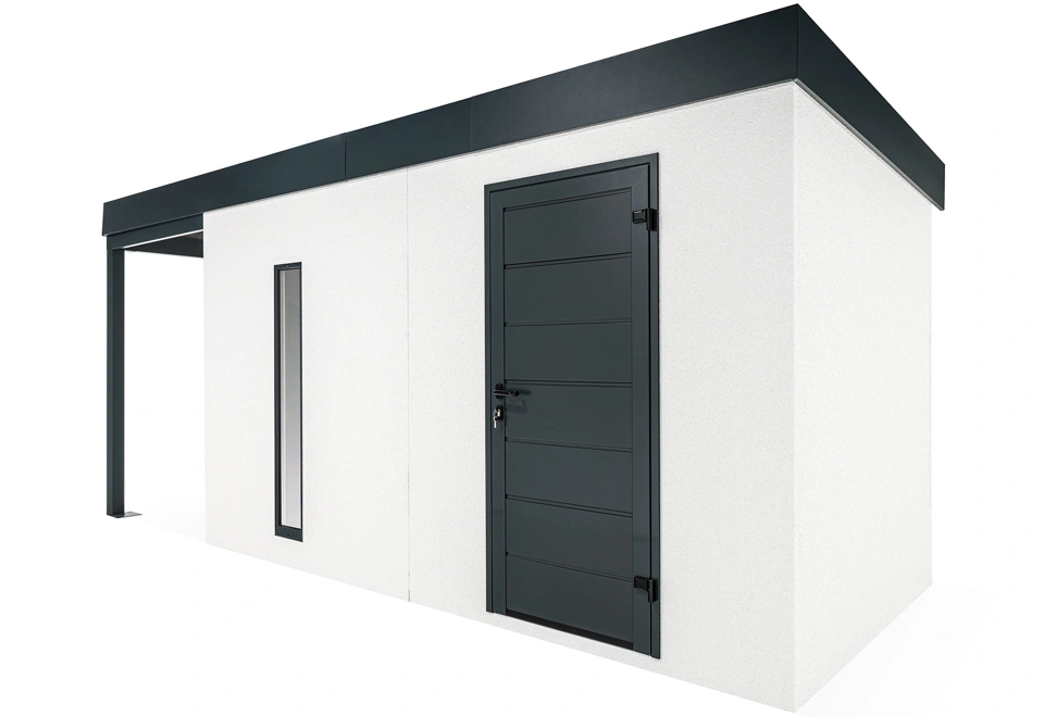 GARDEON® Zahradní domek s dveřmi Hörmann, světlíkem a přístřeškem