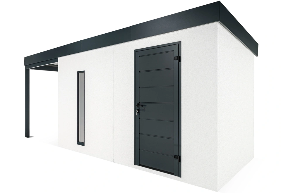 GARDEON® Zahradní domek s dveřmi Hörmann, světlíkem a přístřeškem