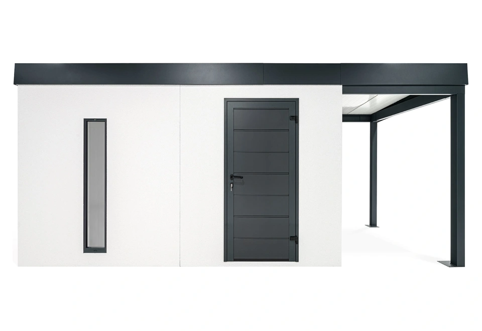 GARDEON® Zahradní domek s dveřmi Hörmann, světlíkem a přístřeškem