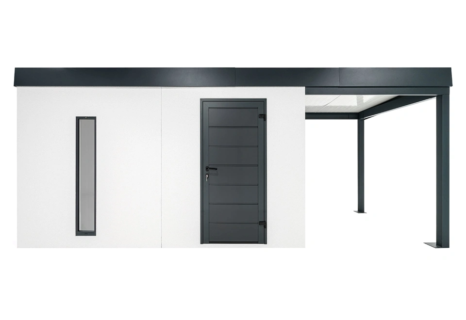 GARDEON® Zahradní domek s dveřmi Hörmann, světlíkem a přístřeškem