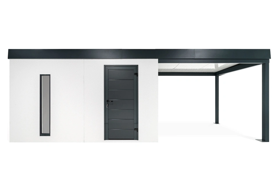 GARDEON® Zahradní domek s dveřmi Hörmann, světlíkem a přístřeškem