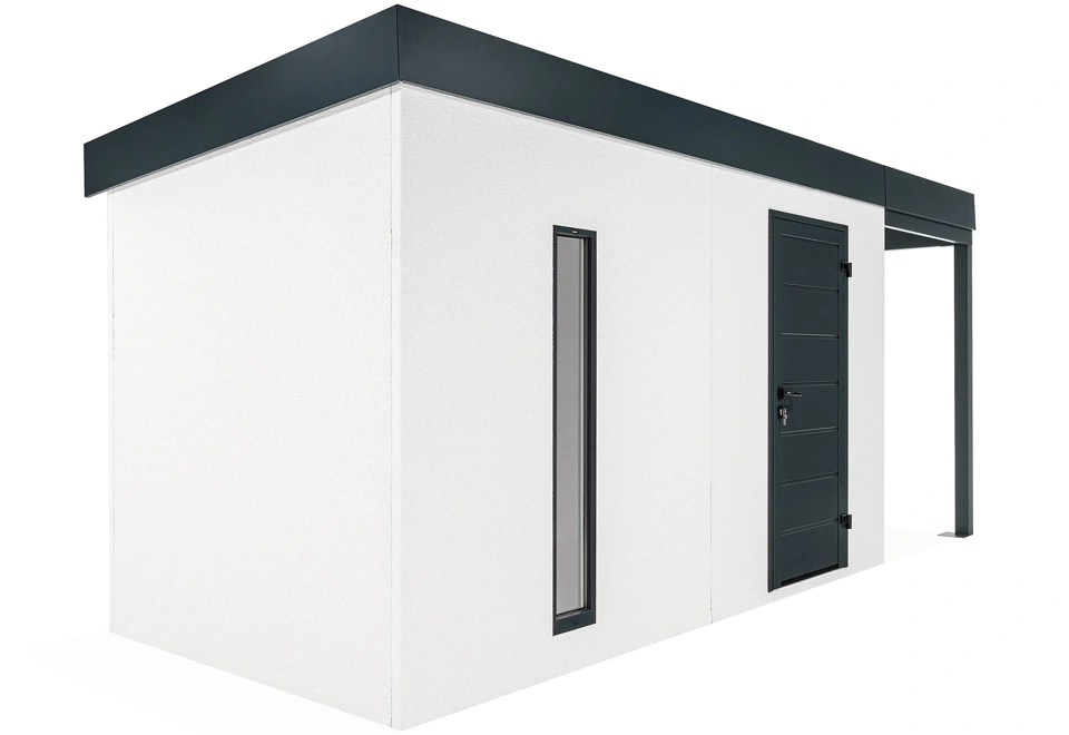 GARDEON® Zahradní domek s dveřmi Hörmann, světlíkem a přístřeškem