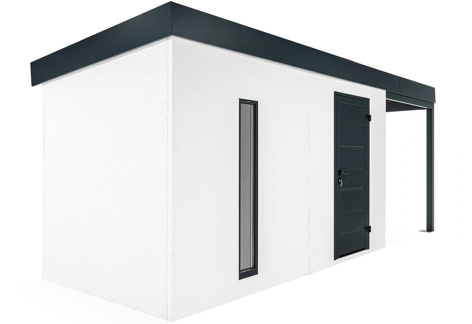 GARDEON® Zahradní domek s dveřmi Hörmann, světlíkem a přístřeškem