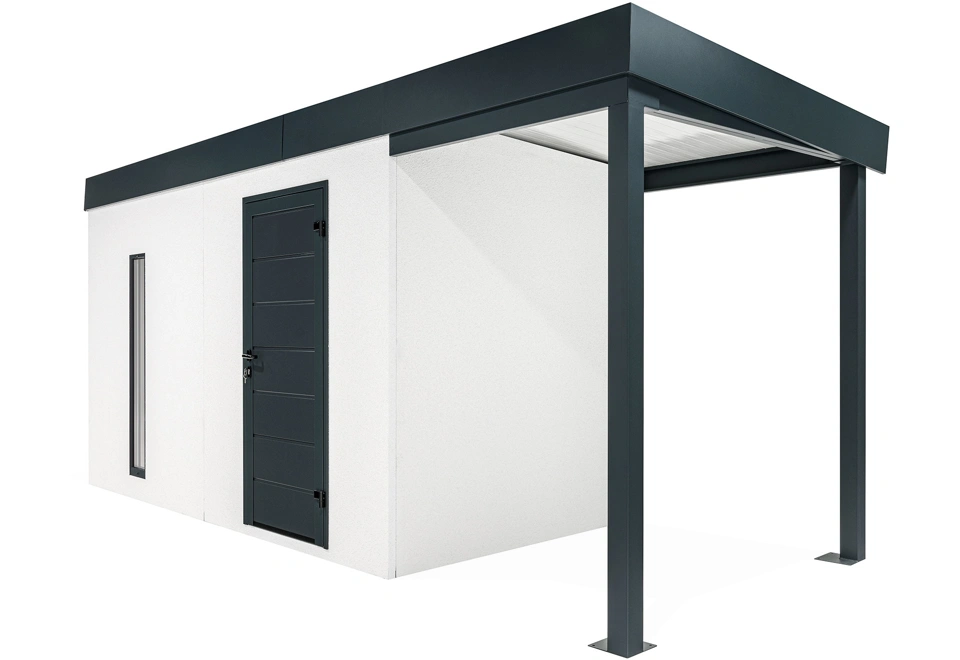 GARDEON® Zahradní domek s dveřmi Hörmann, světlíkem a přístřeškem