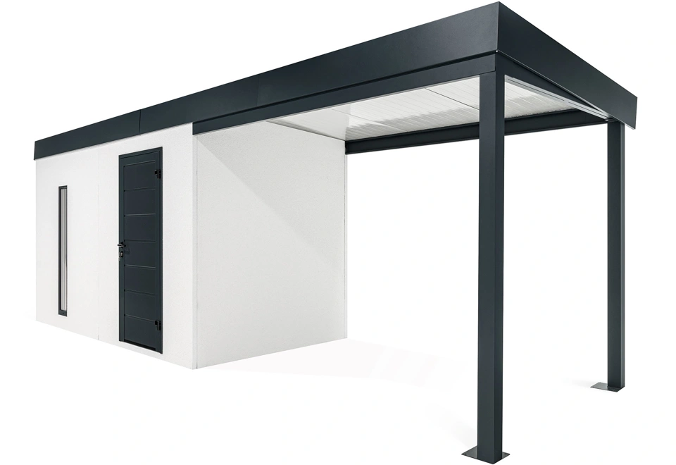 GARDEON® Zahradní domek s dveřmi Hörmann, světlíkem a přístřeškem