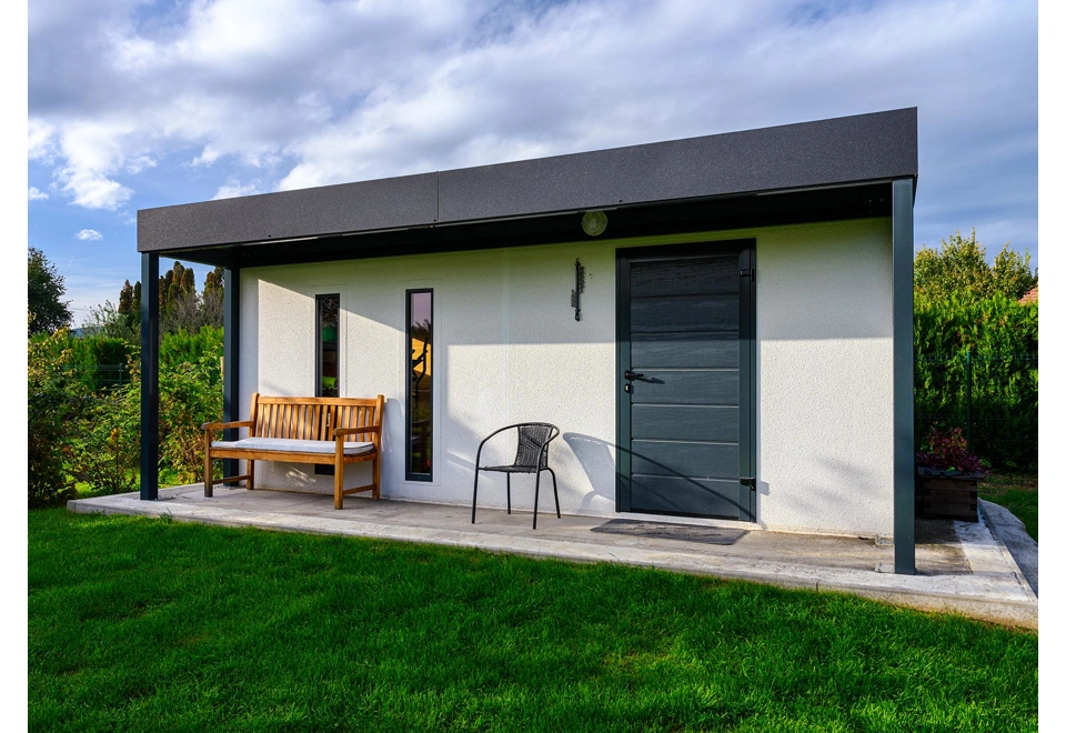 GARDEON® Zahradní domek s dveřmi, oknem, světlíky a přístřeškem