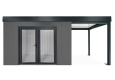 GARDEON® Zahradní domek s dvojitými panoramatickými dveřmi a přístřeškem