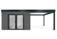 GARDEON® Zahradní domek s dvojitými panoramatickými dveřmi a přístřeškem