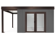 GARDEON® Zahradní domek s dvojitými panoramatickými dveřmi a přístřeškem