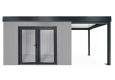 GARDEON® Zahradní domek s dvojitými panoramatickými dveřmi a přístřeškem