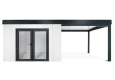 GARDEON® Zahradní domek s dvojitými panoramatickými dveřmi a přístřeškem