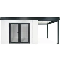 GARDEON® Zahradní domek s dvoukřídlými prosklenými dveřmi a přístřeškem