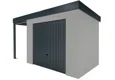 GARDEON® Zahradní domek s garážovými vraty Hörmann a levým přístřeškem