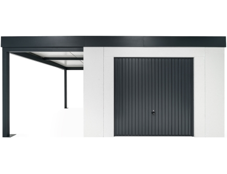 GARDEON® Zahradní domek s garážovými vraty Hörmann a přístřeškem