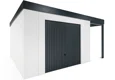 GARDEON® Zahradní domek s garážovými vraty Hörmann a přístřeškem