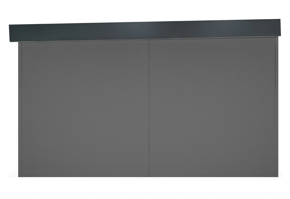 Garden house 3,5m x 4m with Hormann garage door with dark grey plaster walls