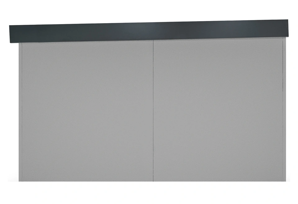 Garden house 3,5m x 4m with Hormann garage door with light grey plaster walls