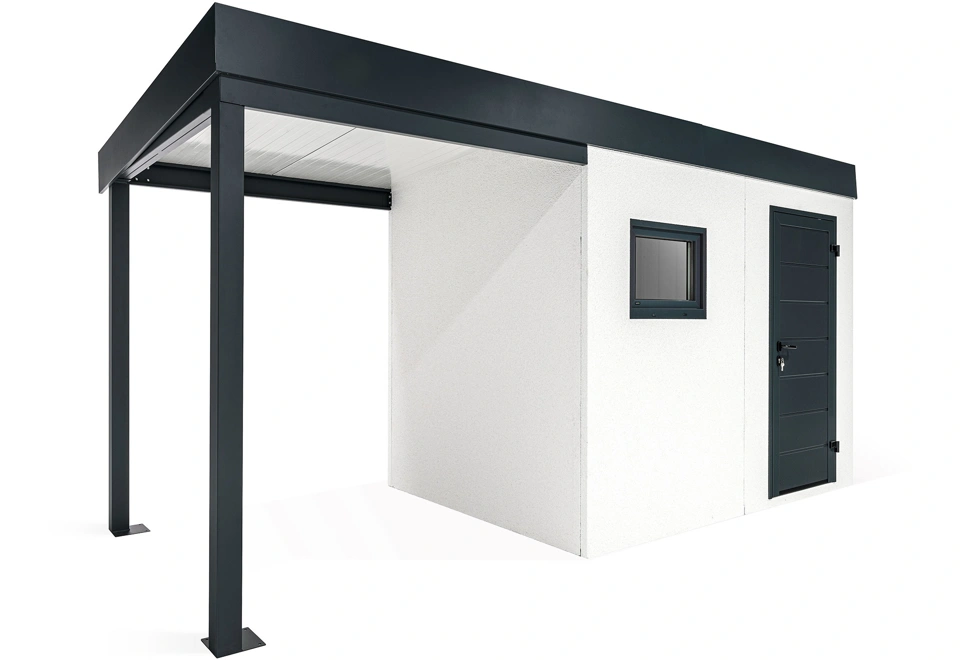 GARDEON® Zahradní domek s oknem a přístřeškem na levé straně