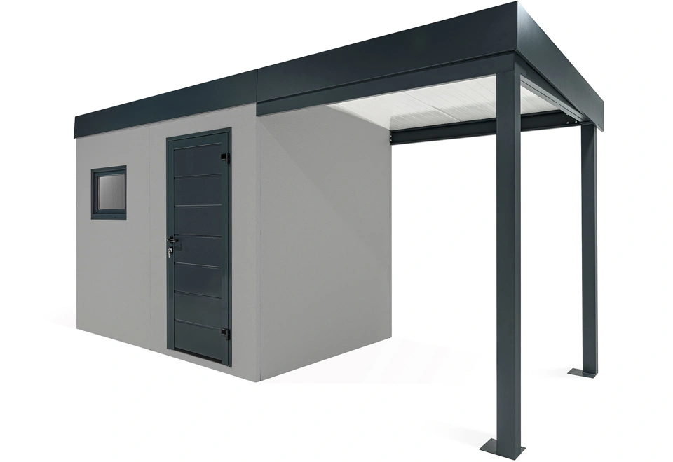 GARDEON® Zahradní domek s oknem a přístřeškem na pravé straně