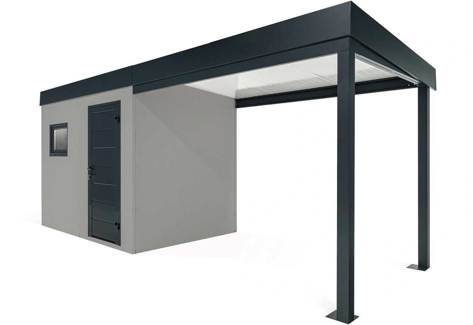 GARDEON® Zahradní domek s oknem a přístřeškem na pravé straně